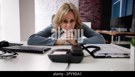 Waiting Landline Telephone Or Phone Call Stock Photo