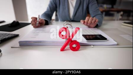 Percentage Sign And Discount Rate Stock Photo
