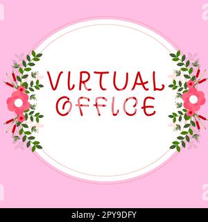 Conceptual display Virtual Office. Business idea Mobile work-environment equipped with telecommunication links Stock Photo