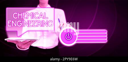 Sign displaying Chemical Engineering. Word Written on developing things dealing with the industrial application of chemistry Stock Photo