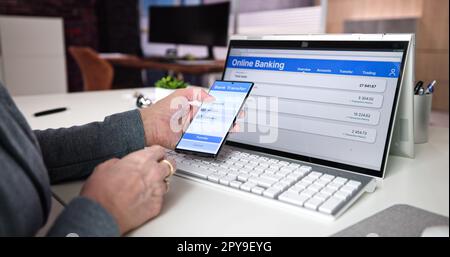 Online Bank Ecommerce Money Transfer 2 Factor Stock Photo