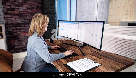 Woman Working On Calendar Agenda Schedule Stock Photo