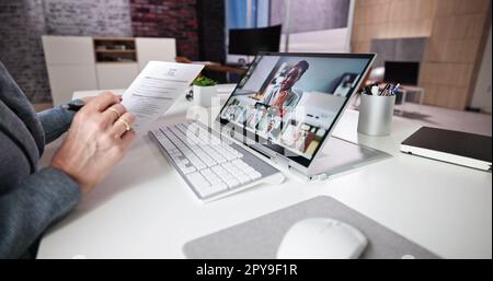 Virtual Job Interview Webcast Stock Photo
