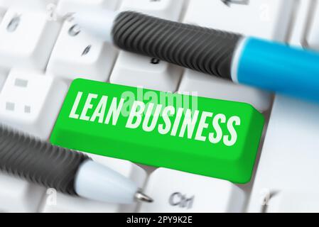 Text caption presenting Lean Business. Business overview improvement of waste minimization without sacrificing productivity Stock Photo