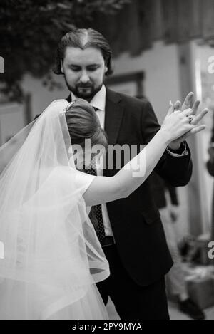 the first wedding dance of the bride and groom Stock Photo
