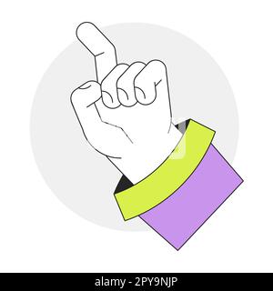 Raised up hand with index finger ready to touch flat line vector spot illustration Stock Vector