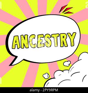 Text caption presenting Ancestry. Concept meaning the history or developmental process of a phenomenon object idea or style Stock Photo