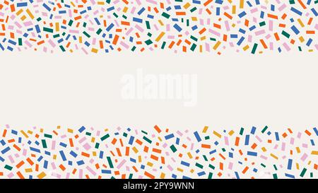Festive frame background with colorful confetti. Many falling tiny confetti on white background. Celebration backdrop, vector graphic design Stock Vector