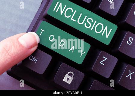 Text sign showing Inclusion. Business idea action state including of ...