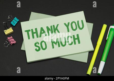 Writing Note Showing Thank You. Business Concept For A Polite 