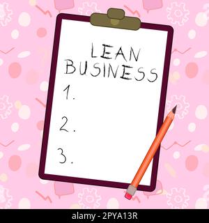 Text caption presenting Lean Business. Business concept improvement of waste minimization without sacrificing productivity Stock Photo