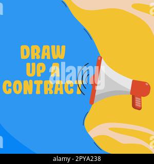 Conceptual caption Draw Up A Contract. Word for write a business agreement cooperation legal papers Stock Photo