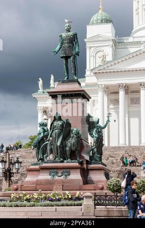 Statue, Alexander II of Russia, Senate Square, Helsinki, Finland Stock Photo