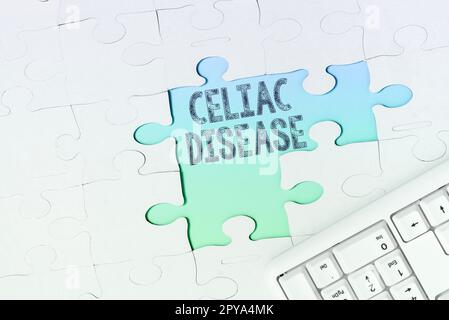 Writing displaying text Celiac Disease. Word Written on Small intestine is hypersensitive to gluten Digestion problem Stock Photo
