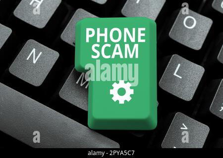 Text showing inspiration Phone Scam. Business overview getting unwanted calls to promote products or service Telesales Stock Photo