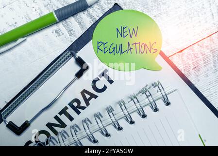 Conceptual caption New Regulations. Business overview Regulation controlling the activity usually used by rules. Stock Photo