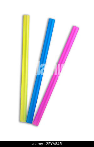 colorful straws on a white background Stock Photo