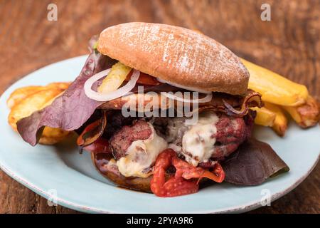 pulled pork burger Stock Photo