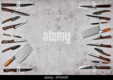 Composition with different kinds of knives Stock Photo