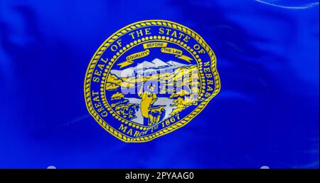 Close-up of the Nebraska state flag fluttering Stock Photo