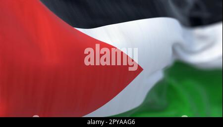 Close-up view of the Palestine national flag waving Stock Photo