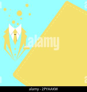 Drawing office suit without person. Blank paper to writing text and presenting important information. Place for advertising and news. Bright color vector illustration. Stock Photo