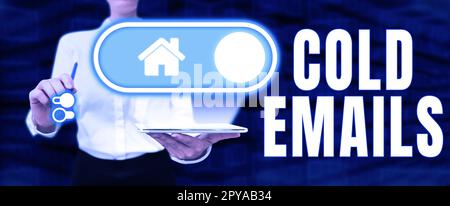 Text sign showing Cold Emails. Internet Concept unsolicited email sent to a receiver without prior contact Stock Photo