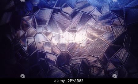 Light through the glass. Corrugated glass refracts the rays of the early morning sun. Self-adhesive film in the window to give privacy to the room. Winter frosty patterns on glass Stock Photo