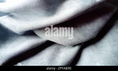 close-up of velvety thick fabric for curtains of gray and blue color Stock Photo