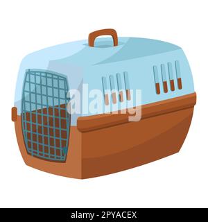 Plastic carrier for animals. Vector color isolated illustration in cartoon style Stock Vector