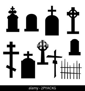 Set of tombstones of various shapes Stock Vector