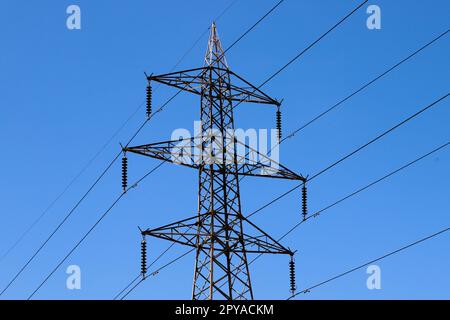 Physical Electrical Line Power line for electric power. Conductive system of long extension ...