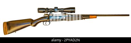 Isolated on white rifle with telescopic sight Stock Photo