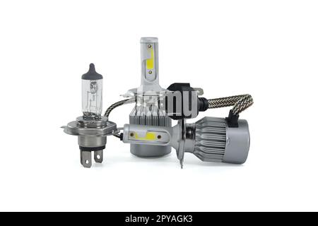 Vehicles H4 LED headlight bulbs isolated on white Stock Photo