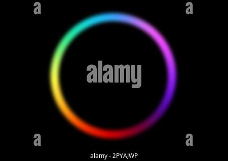 colorful circle frame circle light frame on black background Stock Photo