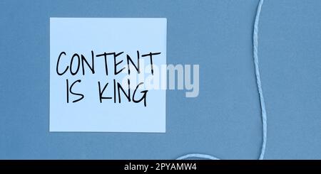 Handwriting text Content Is King. Internet Concept Content is the heart of today's marketing strategies Stock Photo