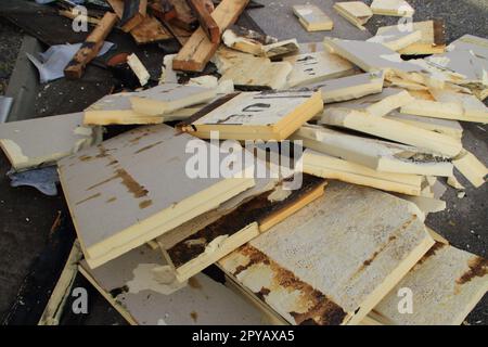 Waste from old insulation material is ready for disposal Stock Photo