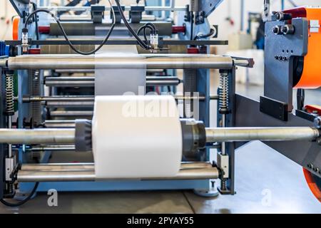 production of plastic packaging materials in the factory Stock Photo