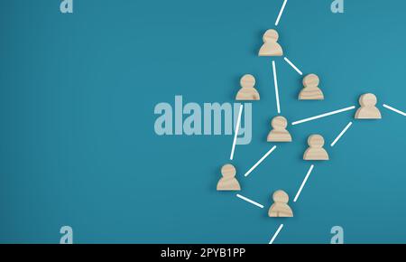 Abstract teamwork, network and community concept on a blue background Stock Photo