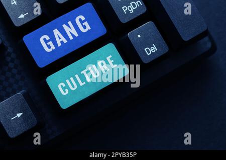 Text caption presenting Gang Culture. Concept meaning particular organization of criminals or group of gangsters that follow ones habits Stock Photo