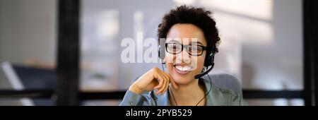 Call Center Customer Care African American Stock Photo