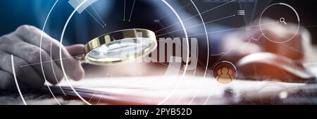 Business Auditor Using Magnifying Glass Stock Photo