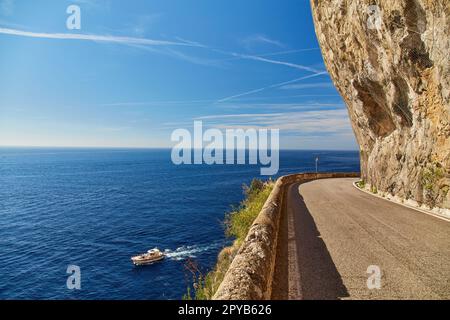 Curving roadway along the Amalfi Coast in Italy. Stock Photo