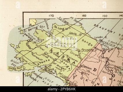 A vintage sepia map of Alaska. Stock Photo