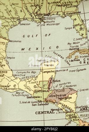 A vintage sepia map of the Gulf of Mexico. Stock Photo