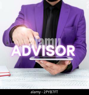 Conceptual caption Advisor, Business idea Give advice recommendation ...