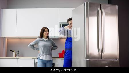 Refrigerator Appliance Or Fridge Repair Service Stock Photo