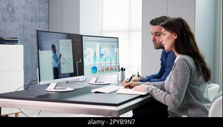 Online Virtual Lecture Or Tutorial Meeting Stock Photo