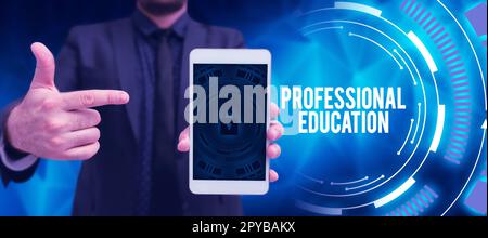 Text sign showing Professional Education. Business overview Continuing Education Units Specialized Training Stock Photo