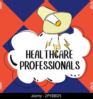 Text caption presenting Healthcare Professionals. Concept meaning Application program that offer health-related services Stock Photo